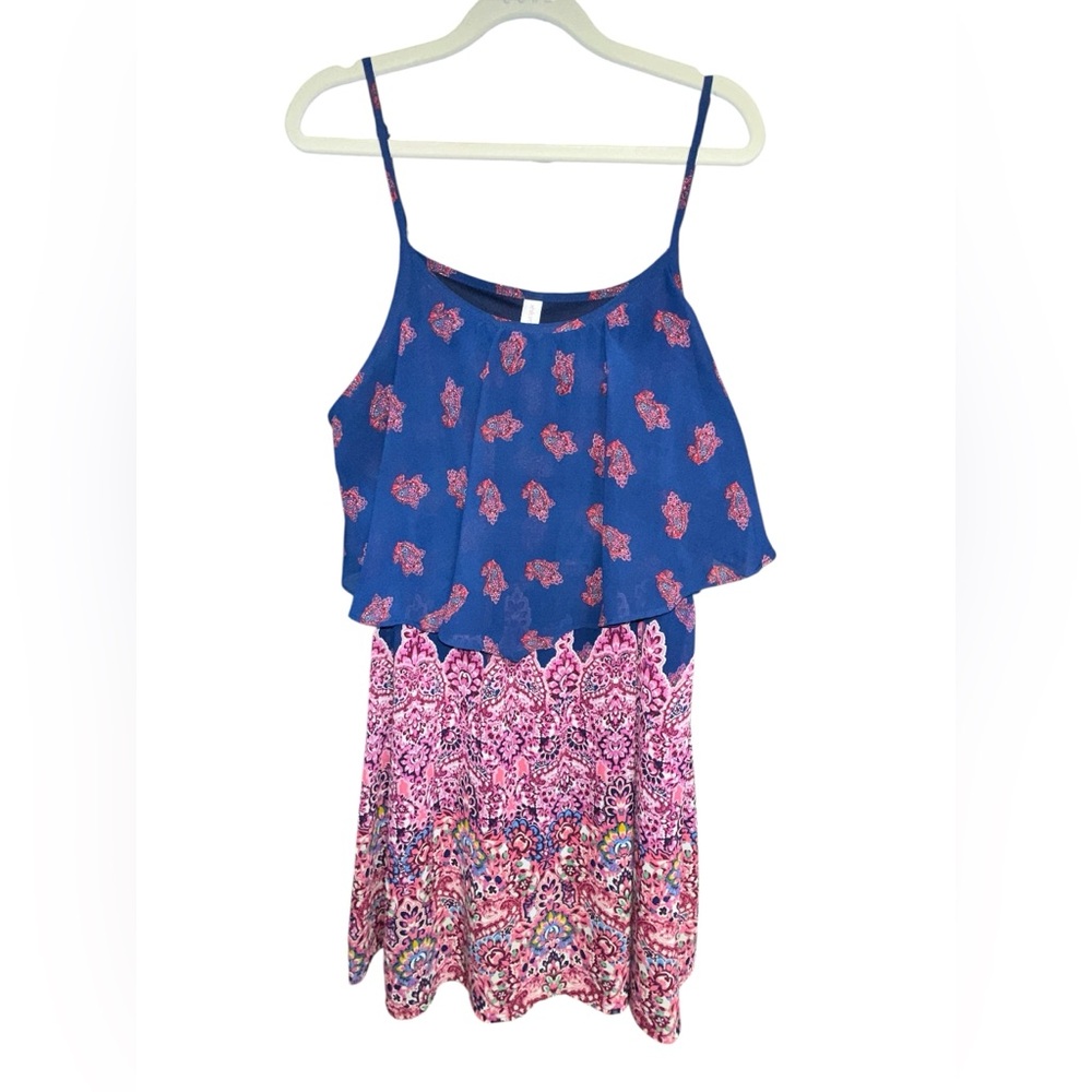 Xhilaration Lined Spaghetti Strap Layered Elastic‎ Waist Dress Size XL